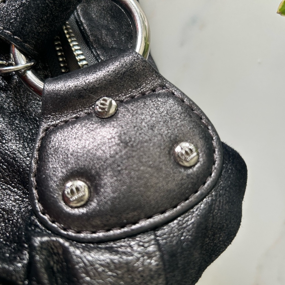 Vintage Juicy Couture Black Metallic Leather Shoulder Bag - Picture 11 of 14